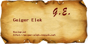 Geiger Elek névjegykártya
